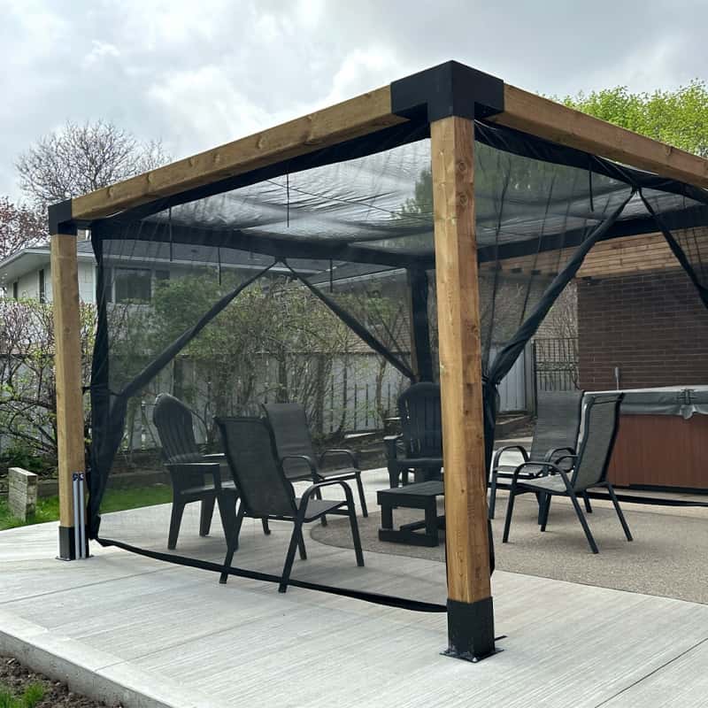 4-Post Pergola Bracket Kit – for 6x6 wood posts, backyard install with string lights
