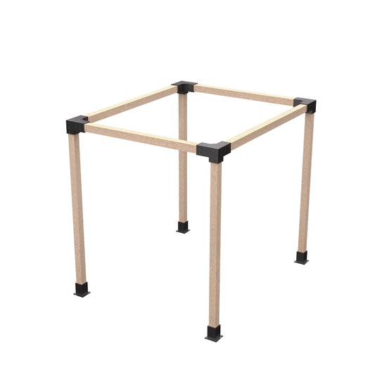 Square pergola frame using 4x4 wood posts with heavy duty galvanized steel