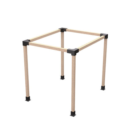 Square pergola frame using 4x4 wood posts with heavy duty galvanized steel