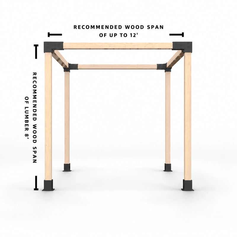 4-Post Pergola Bracket Kit – for 4x4 wood posts, wood span diagram