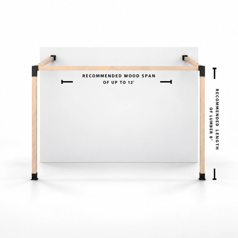 Wall Mount Pergola Kit for 4x4 Wood Posts – front span diagram
