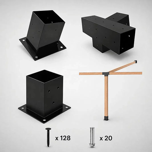 Wall-Mounted Pergola Extension Kit for 4x4 Wood Posts